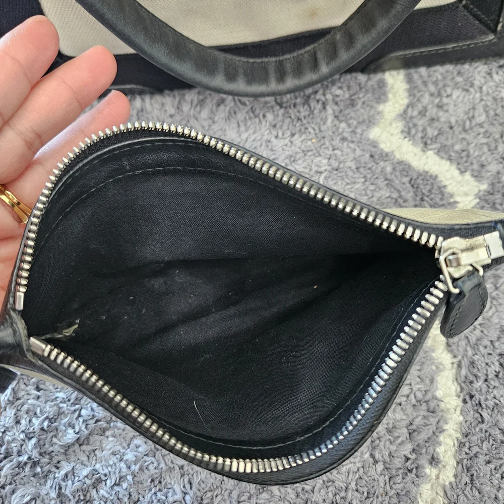 Balenciaga Canvas Tote with Zip Pouch - Cream & Black - Picture 4 of 12